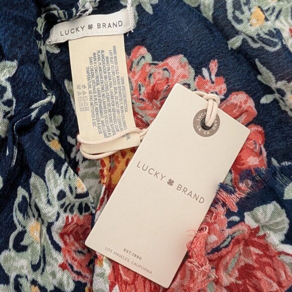 Lucky Brand Floral Kimono Womens One Size Blue Boho Lightweight MSRP $69 Viscose - Picture 4 of 9